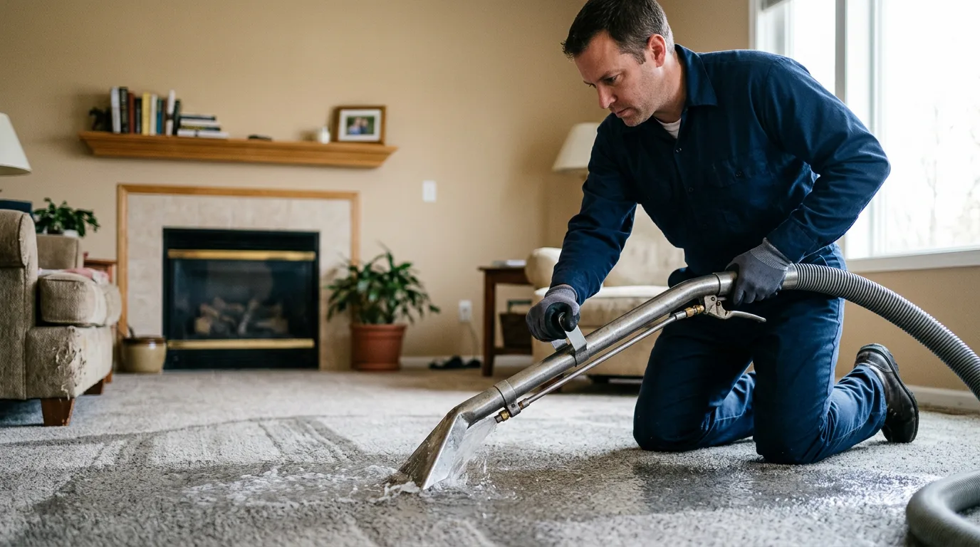 Water damage restoration technician working near Sparland, IL